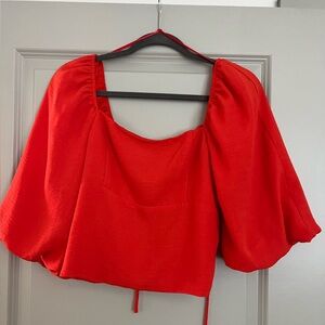 HYFVE red blouse with lace up back